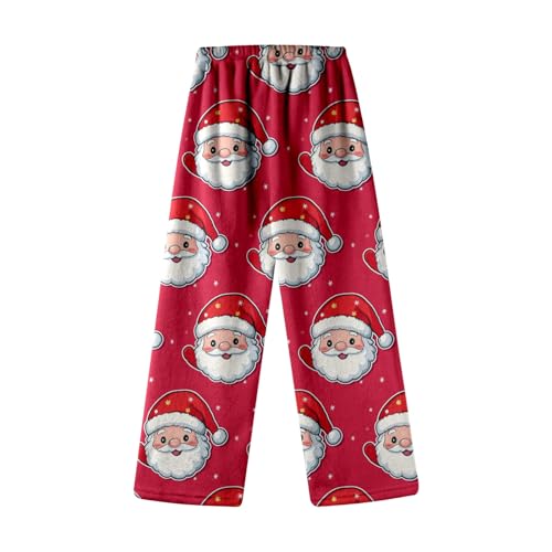 Flanell Schlafanzughose Kinder Flauschig Warme Weihnachtshose Gefütterte Fleece Kuschelhose Lustige Weich Bequeme Weihnachtspyjama Atmungsaktiv Christmas Hose Geschenke Für Mädchen