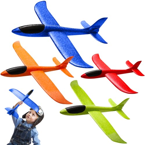 PATRICHOR 4 Stücke 44cm Styroporflieger Kinder Flieger Styropor, Extra Groß Flugzeug Styropor Wurfgleiter, Flugzeug Kinder, Segelflugzeug Kinder, Flugzeug Spielzeug