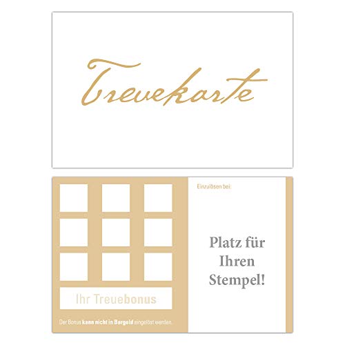Premium Neutrale Bonuskarten 25 Stk. mit 10 Stempelfeldern Beige Weiß. Treuekarten passend für Gastronomie Restaurant Weinhandel Friseur Nagelstudio Wellness Praxis