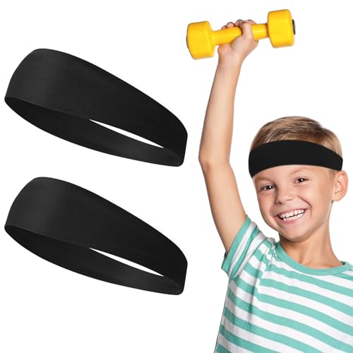 Haarband Jungs Sport 2 Stück Haarband Sport Kinder Haarband Herren Elastisches Haarband Fussball Haarbänder rutschfeste Haarband für Yoga Fußball Läuft