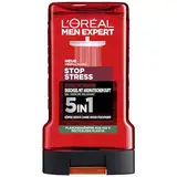 L'Oréal Men Expert Duschgel und Shampoo für Männer, Duschbad zur Reinigung von Körper, Haar und Gesicht, Herren Körperpflege für langanhaltende Frische mit aromatischem Duft, Stop Stress, 1 x 250 ml