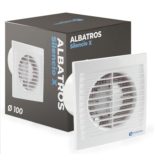 Albatros Badlüfter 100mm - Extra Leise und Leistungsstark - Innovativer Bad-Lüfter - Schafft ein angenehmes Wohlfühlklima - 100 Silencio X