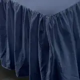 Gohytal Volant Betthusse, Eleganter Bettrock 140x200 cm mit Rüschen Höhe 45 cm Wrap Around Style Bettrock zum Umwickeln Bettvolant Bezug für Lattenrost - Marineblau