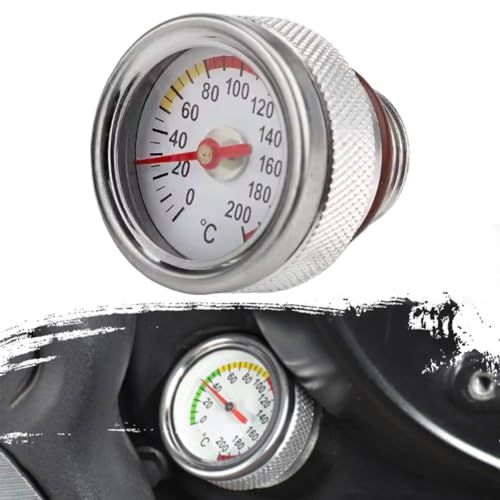 Carroterr Öltemperaturmessstab, Motoröltemperaturanzeige 0 Bis 200 ℃ Einfache Installation, Robustes Metall Motorrad-Öltemperaturanzeige, Einfache Motoröltemperaturkontrolle, Verhindert Motorschäden