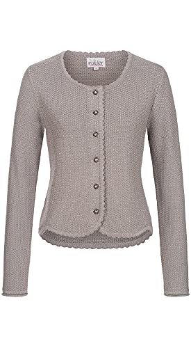 Nübler Trachtenjacke Damen - Strickjacke Damen im Landhausstil, taillierter Schnitt mit Knöpfen Silber - Moderne bayrische Tracht, Yvonne Silber Silber Gr. XL