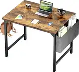 DUMOS Schreibtisch Computertisch Bürotisch mit Kopfhörer Halter und Aufbewahrungstasche Kleiner Schreibtisch Arbeitszimmer Holz PC Tisch Officetisch für Home Office