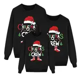 Weihnachtspullover Familie Set Damen Herren Kinder Lustig Weihnachtspulli Ugly Christmas Sweater Rundhals mit Reindeer Unisex Weihnachts Pullover Pärchen Weihnachtsoutfit