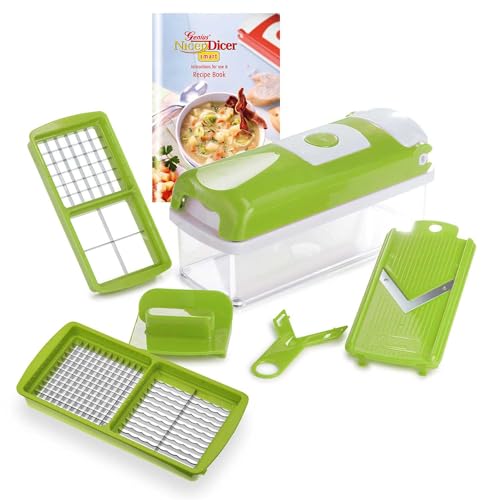 Genius Nicer Dicer Smart 6-teilig Set - Gemüseschneider für Würfel, Stifte, Scheiben, Streifen & Viertel - Zwiebelschneider Zerkleinerer aus der TV-Werbung