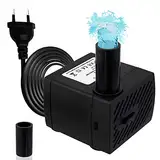 Awroutdoor Wasserpumpe Tauchpumpe, Ultraleise Teichpumpen,Wasserpumpe klein, 350L/H Aquariumpump für Teich Brunnen Aquarium Garten,Submersible Pumpe 2 Düse 8mm-13 mm, mit 3 starken Saugnäpfen(5W)