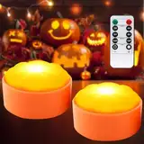 ZeiLaBang Kakadi 2 Stück Halloween LED Kürbis Lichter mit Fernbedienung und Timer,LED Jack-O-Lantern Lichter,Halloween Kürbis Lichter LED Lampe,Nachtlicht, LED-Teelichter, für Kürbis Halloween Deko