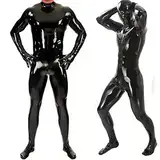 Sexy Latex Enger Reißverschluss Von Herren-Jumpsuit-Gummi-Kleidung Mit Schritt-Reißverschluss (Size : XXL)