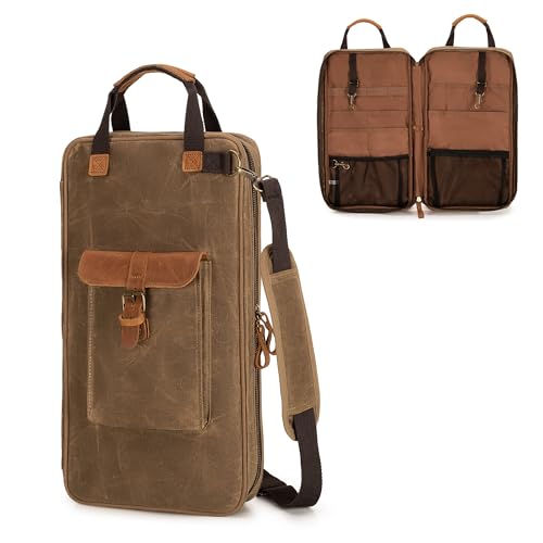 Damero Trommelstocktasche aus gewachstem Canvas, Mallet Aufbewahrungstasche mit Griff und abnehmbarem Schulterriemen, Stocktasche für Schlagzeuger, Anfänger Bands Drummer, Gigs