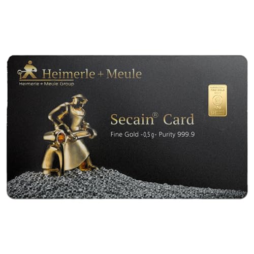 Geschenk aus Gold – Goldbarren 0,5g Heimerle+Meule - Secain Card - inkl. Geschenkverpackung, Grußkarte und Echtheitsgarantie