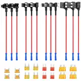 WANDGU Auto Stromkreissicherungshahn Set: 12 Stück Kfz Sicherung Verteiler mit ATO, Micro2, Mini und LP-Mini Adapter, Hardwire Kit Kabel Kompatibel für Auto, Lkw, Motorrad, Boot
