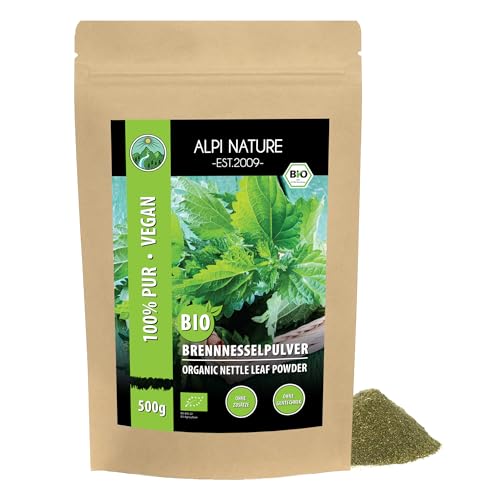 Brennnessel Pulver BIO 500g von Alpi Nature, bio Brennnesselblätter getrocknet und gemahlen, Brennesselpulver bio