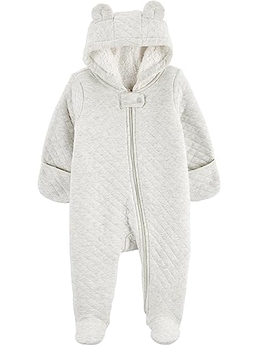 Simple Joys by Carter's Unisex-Baby Footed Jumpsuit Pram Fleece-Overall mit Fuß, Grau, 0-3M