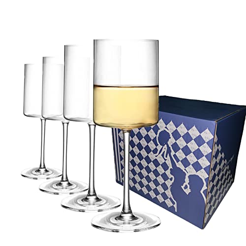 BeBaBeBa Quadratische Weingläser 4er Set, moderne Kristall Weißwein Gläser Rot Elegantes Handgemachtes Geschenk für Hochzeit Weihnachten Jahrestag Geburtstag Housewarming