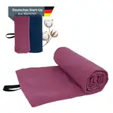 tripmate Handtuch - Schnelltrocknend - 100% Baumwolle - Ultra leichtes Reisehandtuch - Made in Germany - ideal als Sporthandtuch, Strandtuch für Sport, Fitness, Sauna, Camping - 120x60cm (Beerenrosa)