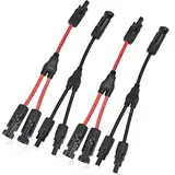 DODUOS 2 Paar Solarkabel Y-Verteiler Solarpanel-Kabel MMF+FFM für Parallel-Photovoltaik-Anschluss, Solarpanel Stecker Solaranschluss Y-Zweig Paralleladapter, 2 Rot + 2 Schwarz