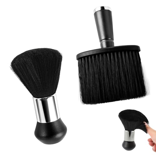 2 Stück Nackenpinsel Set Soft Barber Neck Duster mit Plastik Griff Friseur Nackenpinsel für Die Reinigung Gebrochener Haare am Hals