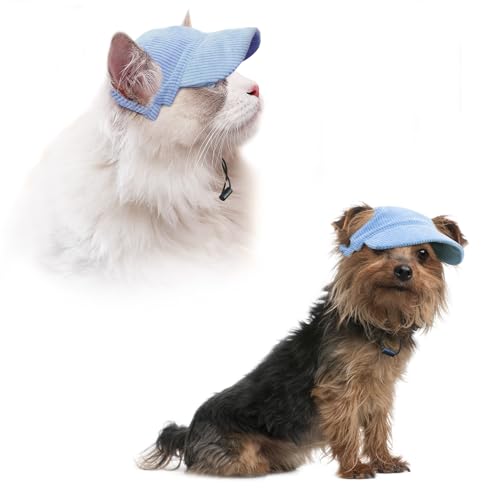 Hunde Baseballmütze - Basecap Verstellbar Sonnenschutz - Hut Hundecap mit Ohrlöchern - Hunde Sonnenhut Benutzt für Sonnenschutz - Hunde Mütze Geeignet für kleine, mittlere und große Hunde (S, Blau)