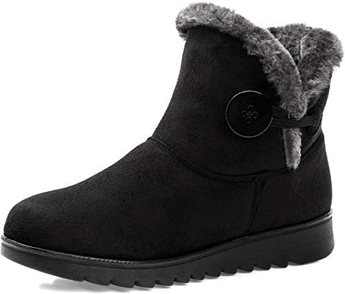 Vunavueya Damen Winterstiefel Warm gefütterte Winterschuhe Schneestiefel Winter Schlupfstiefel Kurzschaft Stiefel Boots Schuhe Schwarz -B 35 EU/225CN