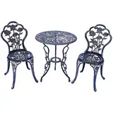 TangXiaoQi Outdoor Möbel Bistro Set mit Rose Muster 1 Tisch 2 Stühle für Garten Patio Veranda (Rose-Antik)