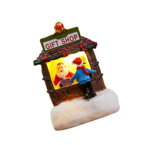 harayaa Leuchtendes Geschenkgeschäft, Tischdekoration, dekorative Schmucksammlungen, Heimdekoration, Harz, Weihnachtsgebäude für den Balkon im Innenbereich