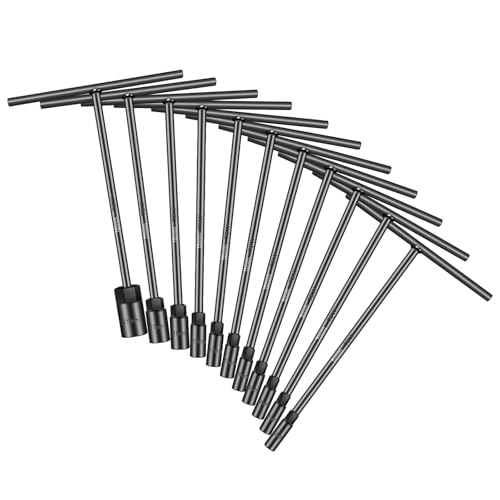 Pgroup metrischer Steckschlüsselsatz mit T-Griff, 6-kant (6 mm-19 mm), Chrom-Vanadium-Stahl