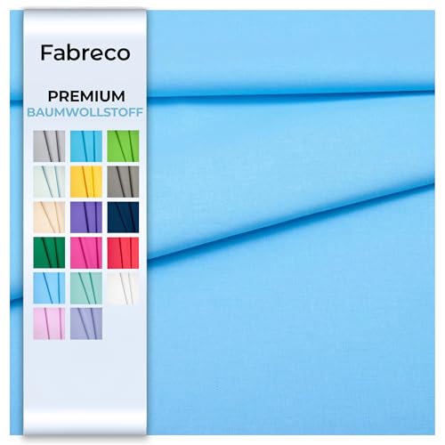 Fabreco - 100% Premium Baumwollstoff Meterware Uni 160 cm | 220 g/lfm – Weich, langlebig & hautfreundlich | Stoffe Zum Nähen & Dekoration | Stoff Meterware - Fabric | blau