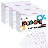 Koogel 1000 Stücke A8 Liniert Karteikarten, Lernkarten Vokabelkarten Revisionskarten Weiß für Unterwegs Vokabel Lernen 7,4 x 5,2 cm