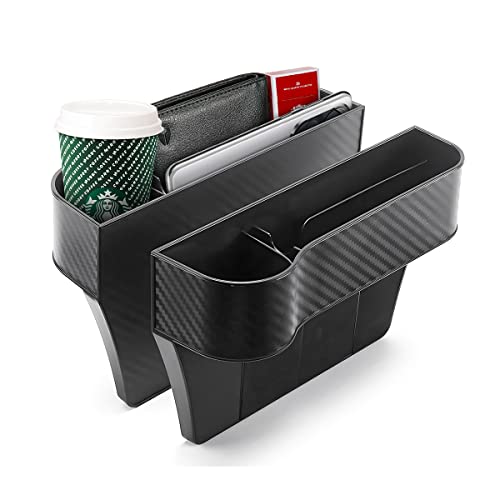 Adunsiaoto 2 Stück Autositz Gap Organizer Storage Box Auto Mittelkonsole, Aufbewahrungsbox für Autositze Lückenfüller, Autositztasche Autositz Side Gap(Schwarz)