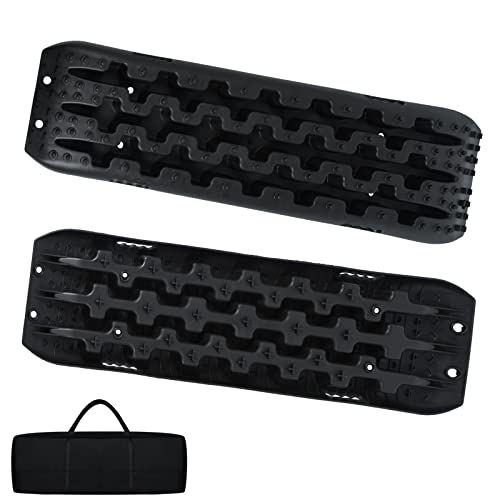 YRHome 2 Stück Sandbleche Anfahrhilfe Wohnmobil Recovery Board Offroad Traktionshilfe Gripmatte Traktionsmatte Traktionsband Schwarz Schlamm Sand Schnee Reifenleiter für Geländewagen LKW PKW 10T