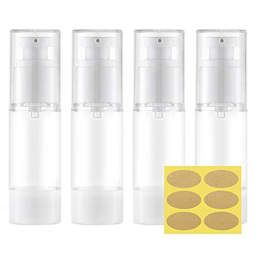 Toureal 30ml Kunststoff Airless Pumpspender Leer, Pumpflasche, Reise Spenderflasche, Plastikflaschen für Kosmetik, Creme