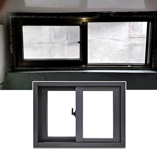 Vibeo Fenster Kellerfensteraustausch, Aluminium-Schuppenfenster, Horizontales Schiebefenster, Badezimmerfenster mit Gehärtetem Glas und Fliegengitter, Sicherheitsfenster(28x16in/71x41cm)