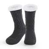 WYTartist kuschelsocken für Herren Warme Winter Thermosocken mit Vollplüsch und Wolle Dicke Warme Pantoffeln Socken 39-46 (Twist Black)