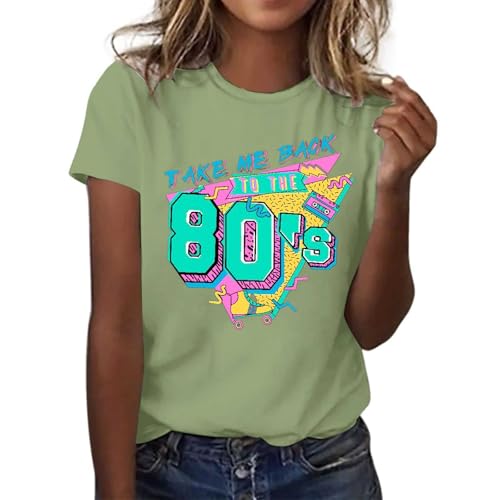 Damen T-Shirt mit V-Ausschnitt, lockere Bluse, lässig, modisch, mit kurzen Ärmeln, Rundhalsausschnitt Schwarzes Shirt (Army Green, M)