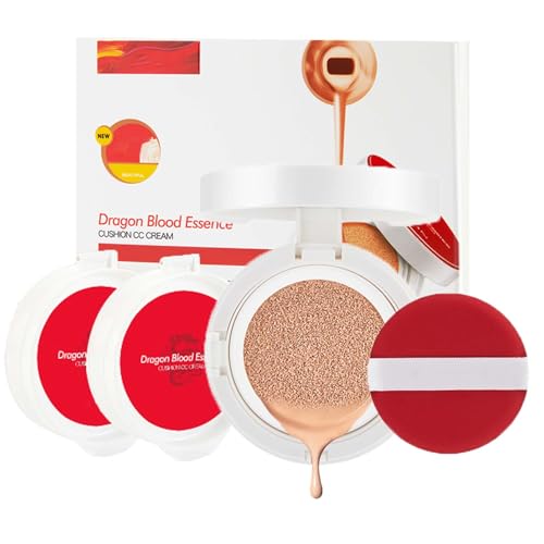 Air Cushion CC Cream Foundation, Luftkissen Foundation Set, BB Creme mit 2 Ersatzpackungen, Gleichmäßiger Hautton, Concealer, Feuchtigkeitsspendender, Langanhaltend Makelloses Aussehen(Ivory)