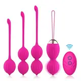 FIDECH Liebeskugeln Beckenbodentrainer für Frauen, Silikon Kegel Balls mit Fernbedienung, Beckenboden Trainer Damen mit 12 Vibrationsmodi, Vibro Ei, Beckenbodentrainer für Blasenkontrolle, Rot