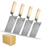 BAIFULAI Verputzer Werkzeug Set, Putzkelle Maurerkelle, Trapez Edelstahl Rostfrei Gipser Spachtel 125 mm 140 mm 150 mm 160 mm, Holzgriff Stuckateur Spachtel, Rutschfest und Langlebig Trockenbaukelle