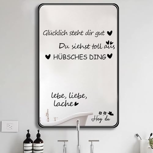 2 Stück Motivationsspiegel Aufkleber mit Zitaten, Wandtattoos, Fensterdeko, Geschenkidee für Badezimmer & Wohnung - Selbstklebende Wandsticker mit Inspirationssprüchen, Selbstbewusstsein fördern