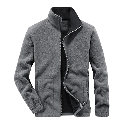 Herren GefüTtert Warme Winterjacke Ohne Kapuze Sweatjacke Fleecejacke Langarm Baumwolle Jacke Skijacke Outdoor Winddicht Jacke Verdickt Funktionsjacke Mit Stehkragen ReißVerschluss Wintermantel