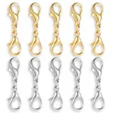 Kettenverschluss 10 Stück Doppelöffnung Karabinerverschluss Kettenverlängerung Armbandverbinder Extender Halskettenverkürzer Lobster Buckle für DIY Schmuck Armbänder Halsketten Silber Gold