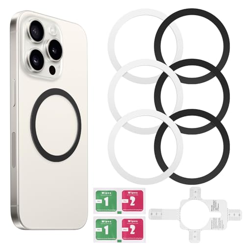 6 Stück Magnetisch Adapter Ring, Magnetring Handy mit 3 Hilfs Filmwerkzeuge, Magnet Aufkleber für Magsafe Ring, Magnetisches Drahtloses Ladegerät Universal, Verbesserter Magnetischer Ring für Zubehör