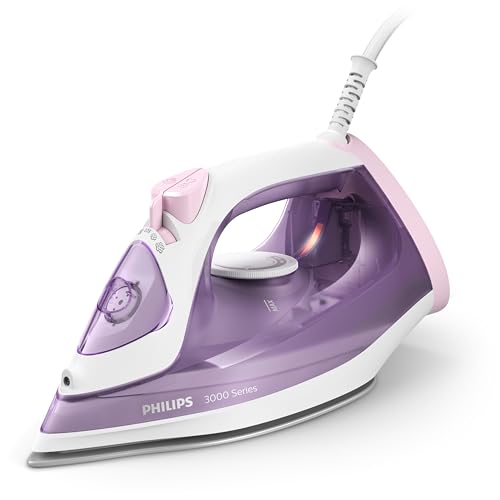 Philips Dampfbügeleisen 3000 Series - 2.000W, konstante Dampfleistung von 30 g/Min, 140g Dampfstoß, Keramikbügelsohle, Vertikaldampf, Lila/Weiß (DST3010/30)