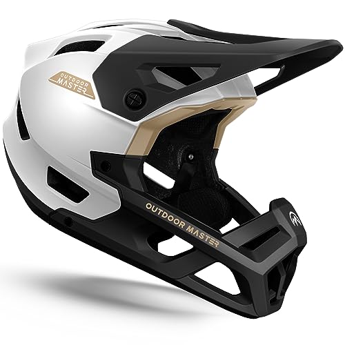 OutdoorMaster Full Face Mountainbike-Helm für Männer & Frauen-Zwei abnehmbare Kinnpolster Mountainbike-Helm, Belüftung Leichtgewicht Racing Downhill DH BMX MTB-Helm