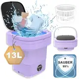 Portable Mini Waschmaschine Mit Schleuder - 13L Camping Waschmaschine Mini Washing Machine Faltbare, Kleine Waschmaschine Mobile Waschmaschine für Babykleidung Unterwäsche Reise(Ultra-Reinigung)