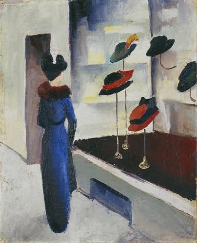 XcBAIHOUD Vintage Wandkunst Bilder Modern Canvas Leinwandbild Hutgeschäft von august macke Wanddekoration Landschaft für Wanddekoration 60x90cm