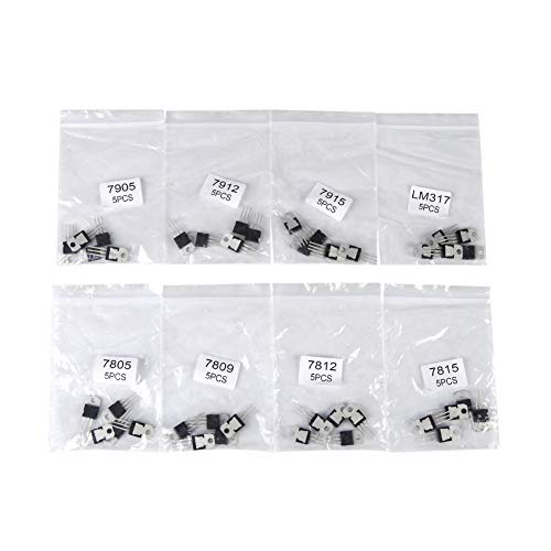 40 Stück 8 Typen 7805 7809 7812 7815 7905 7912 7915 LM317 Anschluss Positiv Negativ/Spannungsregler IC Transistor Kit