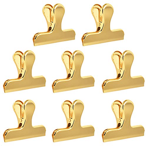 SourceTon 8 robuste Edelstahl-Tüten-Clips, 7,6 x 6,1 cm, langlebige Papierdichtung, Griff für Kaffee, Lebensmittel, Brottüten, Küche, Zuhause, goldfarben